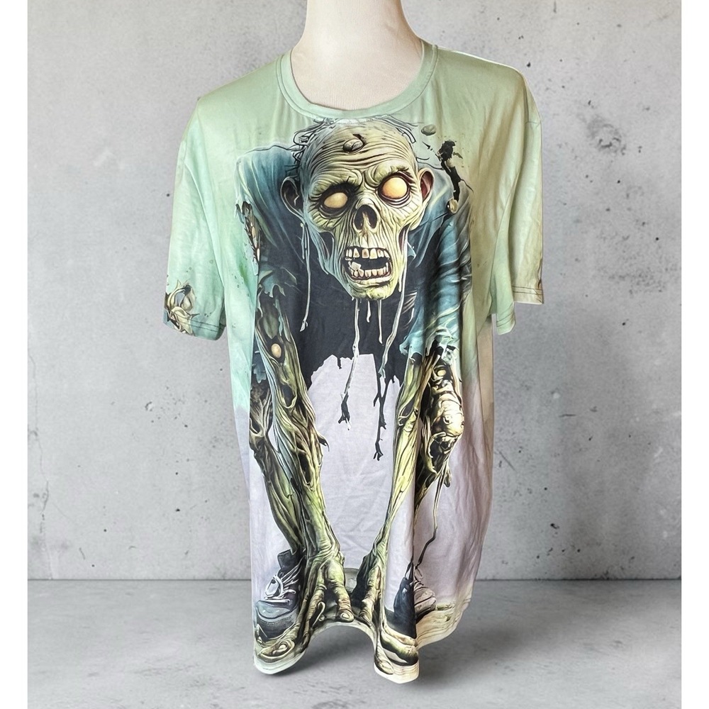 ouku Zombie Graphic Print Jersey Crew Neck Short Sleeve T-Shirt Size XXL Unisex